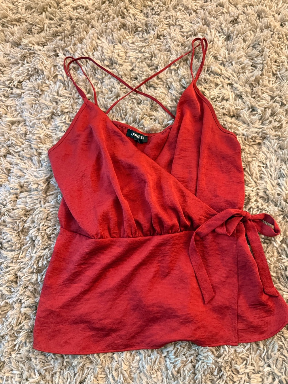 Express Red Wrap Tank with Tie Waist